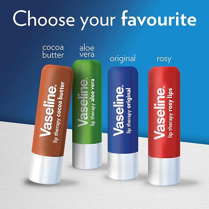 Vaseline Lip Therapy Care Rosy, Fast-Acting Nourishment, Ideal for Chapped, Dry, Cracked, or Damaged Lips, Lip Balm, 2-Pack of 2, 0.16 Oz Each, 4 Lip Balms