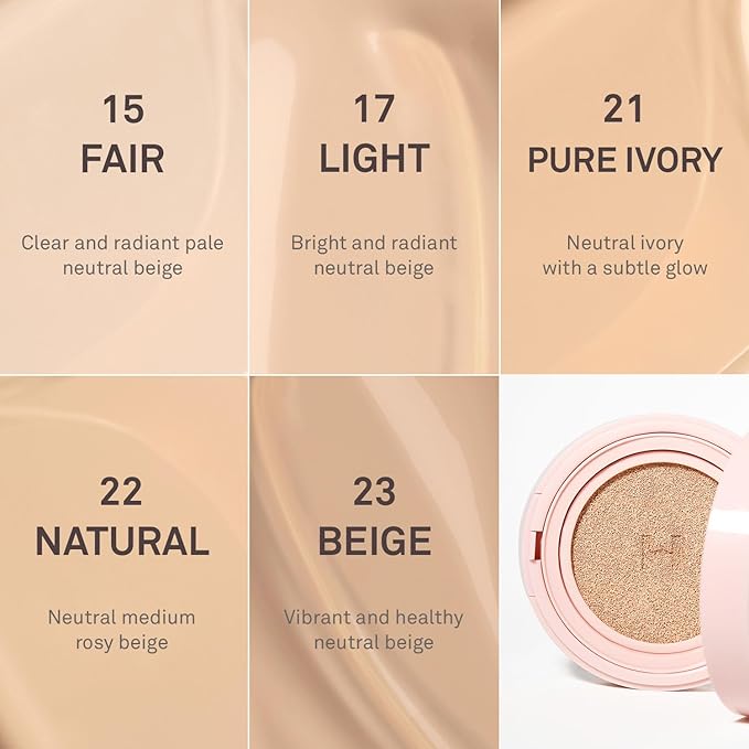 HINCE Cover Master Pink Cushion - Lightweight, High Coverage, 72H Long Lasting Cushion Foundation, Glow&Matte Hybrid, 0.38 fl.oz. (LIGHT, 17)