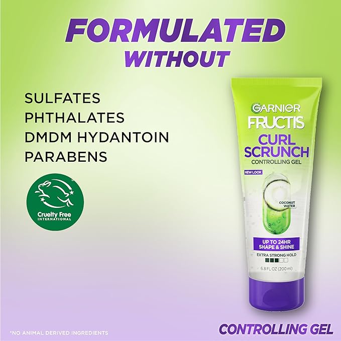 Garnier Fructis Style Curl Scrunch Controlling Gel for Shape & Shine, 6.8 Fl Oz, 3 Count (Packaging May Vary)
