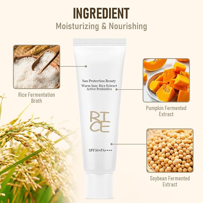 2PCS Relief Sun Organic Sunscreen SPF50+,Rice and Probiotics PA++++Korean Cream Care | Korean Skin for All Skin Types | UV Defens Nourishing Skin Protection