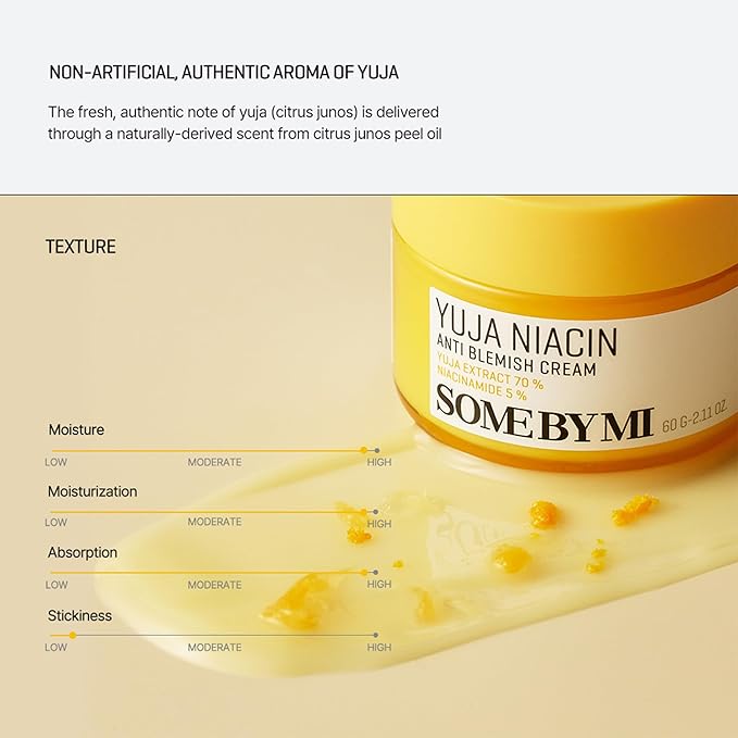 SOME BY MI Yuja Niacin Anti Blemish Cream – 2.02oz, 60ml – Korean 5% Niacinamide Face Moisturizer to Brighten Dull-Looking Skin – Dark Spot Remover with Alpha-Bisabolol for Face – Korean Skin Care