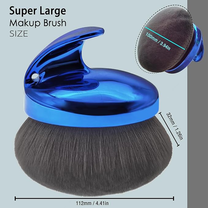 Extra Large Body Makeup Brush For Self Tanner, Leg Makeup, Bronzer Blend,112mm Oval-Headed Body Kabuki Brush With Ergonomic Grip Provides More Even Application, Face& Back Makeup Brush, Wet&Dry Use