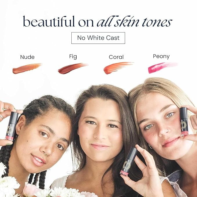 Brush On Block Sun Shine Protective Lip Oil 3 Color Variety Pack, Broad Protection Hydrating SPF 30 Mineral Sunscreen, Nude Tint, Coral, and Fig