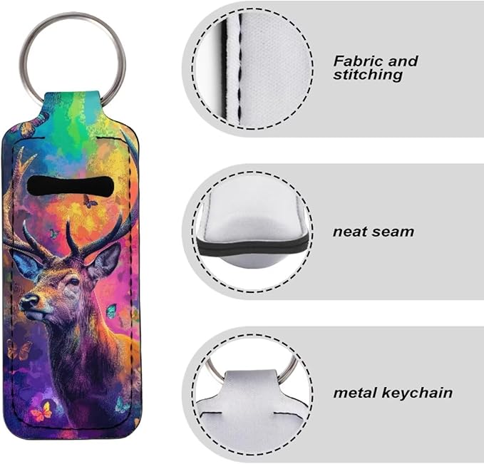 Lipstick Holder Keychain, Cute Keychains for Lip Balm Holder, Neoprene Lipstick Sleeve Pouch for Women Men Teens