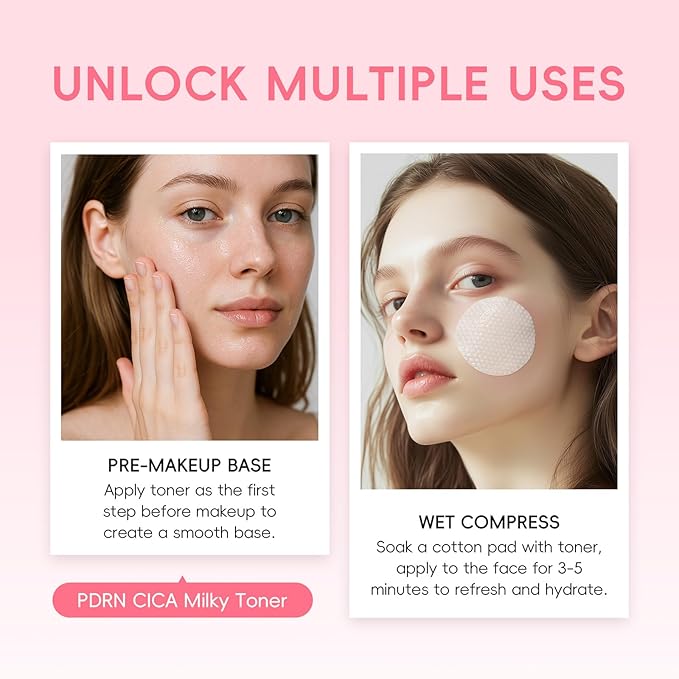 PDRN CICA Milky Toner, 5000ppm Salmon PDRN & Centella Hydrating Toner for Face with Niacinamide & Hyaluronic Acid, Support Skin Barrier & Boost Radiance, Suitable for All Skin Types (Pack of 1)