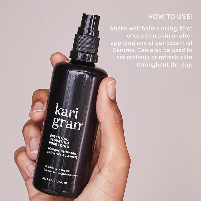 Kari Gran Essential Hydrating Tonic – 3-in-1 Facial Mist to Hydrate, Tone & Soothe – Alcohol-Free Hydrosol Spray for Radiant, Dewy Skin (Lavender, 3.4 Fl. Oz)