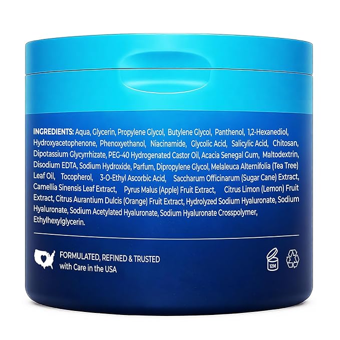 Glycolic Acid Exfoliating Pads, Dual-Textured Facial Toner for Pore Care & Skin Radiance, Deep Cleansing Peel with Niacinamide, Salicylic Acid & Vitamins E, B3, B5 (50 Pads)
