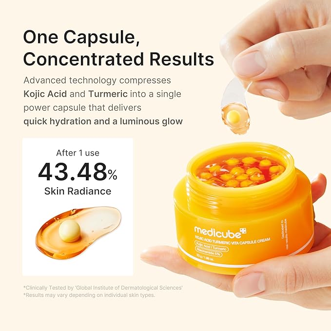 medicube Kojic Acid Capsule Brightening Duo: Kojic Acid Capsule Cream and Serum | Tone Renewal & Radiance Care Routine