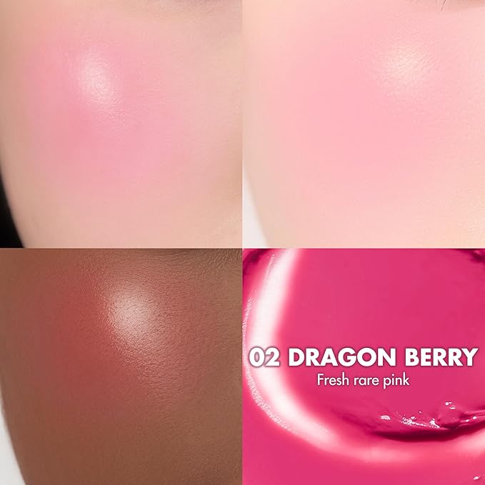 rom&nd JUICY ROLL CHEEK 02 Dragon Berry | K-Beauty Liquid Blush for Clear, Dewy Glow | Long-Lasting Fruit-Inspired Blush | Effortless Roll-On Application