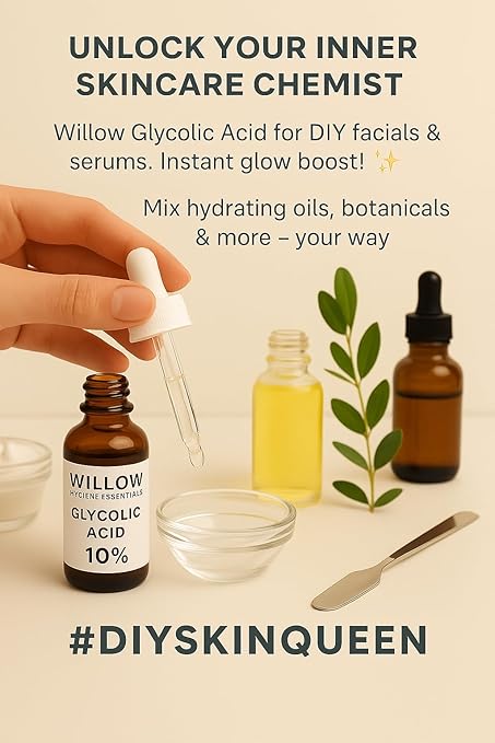 Glycolic Acid 10%, Pure Glycolic Acid Liquid, Glycolic Acid for Makeup, Serum, Toner & Lotion, Industrial Cosmetic Application, Skin & Hair Care Product, Glycolic Acid Bulk, Manufactured in USA, 8 oz.