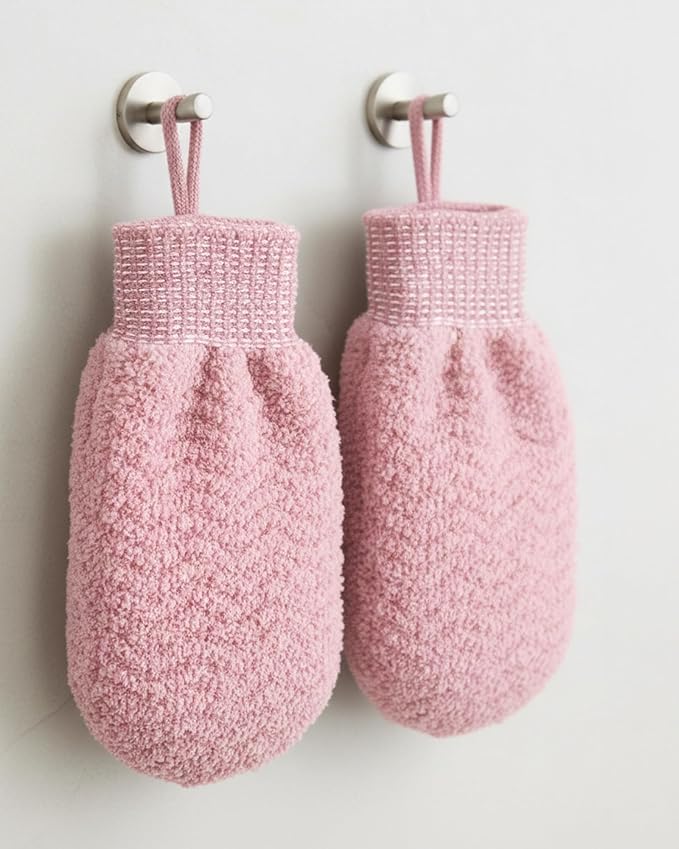 Exfoliating Gloves 2 Pack, Wave Texture Exfoliating Mitt for Dead Skin Remover, Body Scrub Gloves for Bath Shower, Korean Exfoliating Mitt, Loofah Alternative Body Scrubber for Women & Men