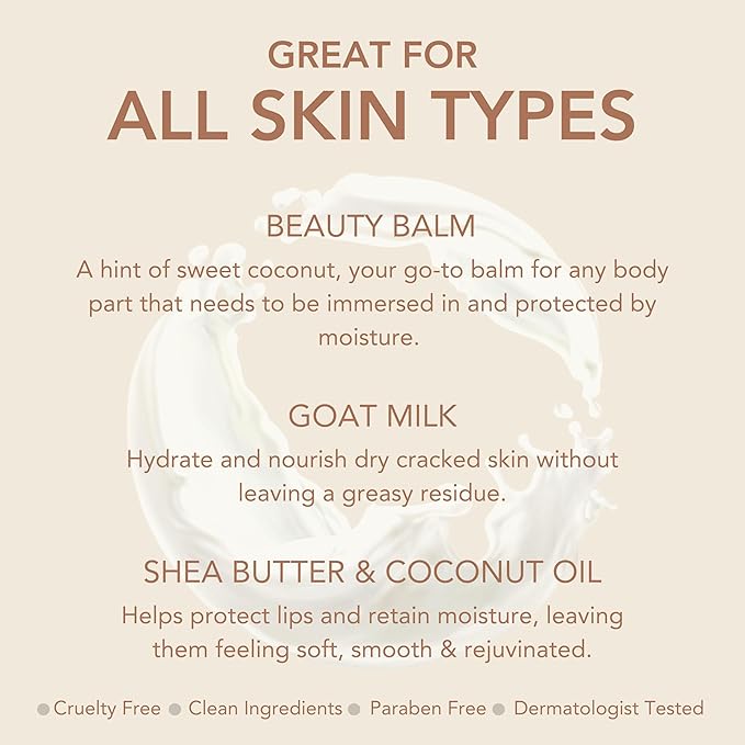 Dionis Goat Milk Skincare Multi-Purpose Hydrating Beauty Balm for Face, Lips, Eyes and Neck with Shea Beauty and Coconut Oil - Cruelty Free, Paraben Free, Non Greasy - 1oz Light Coconut Scent