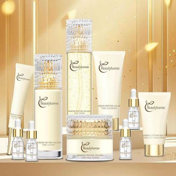 10PCS Ginseng Extract Skincare Set, Including Cleanser, Toner, Lotion, Serum, Eye Cream, Face Cream, And Tone-Up Cream, Hydration And Firming, Anti-Aging And Wrinkle, Daily Routine.