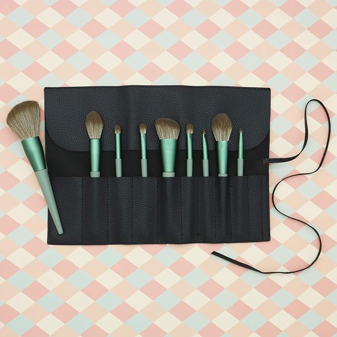 Bird&Fish Makeup Brush Case Travel, makeup brush case roll up,brush holder makeup,Holder Organizer Brushes Pouch Cosmetic Bag for Travel,Rolling Bag Storage Case PU Leather