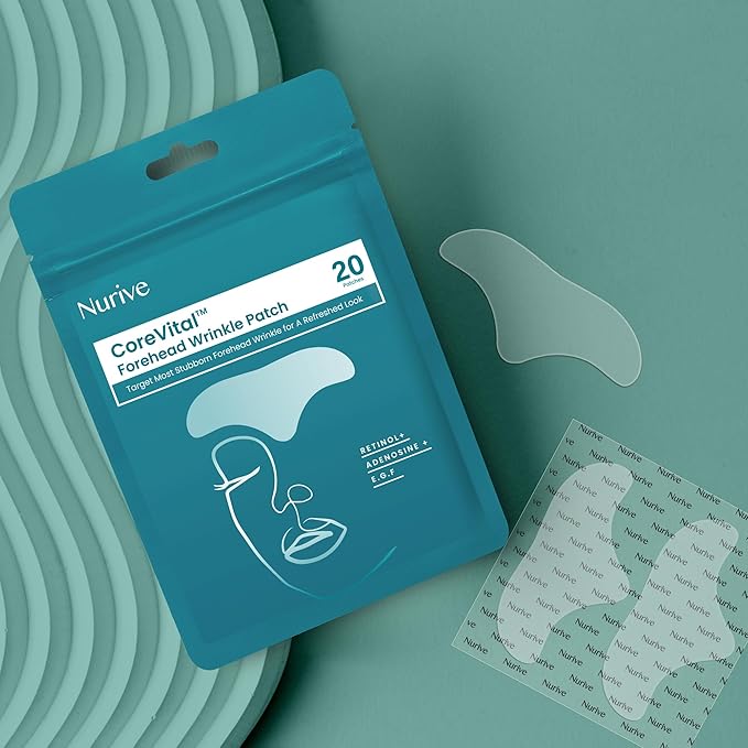 Advanced Wrinkle Patches 20ct Smile Line, Frown Line Wrinkle Patches for Facial Korean Skin Care Face Wrinkle Tape Invisible Overnight with Retinol & Collagen (Large (Forehead))
