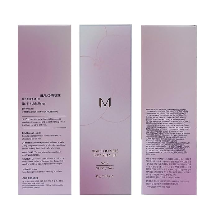 Long-Lasting, Hydrating, and lightness Coverage for m.i.s.s.h.a M 시그니처 Real Complete BB Cream EX, 1.58fl.oz. (No.21, bright beige)