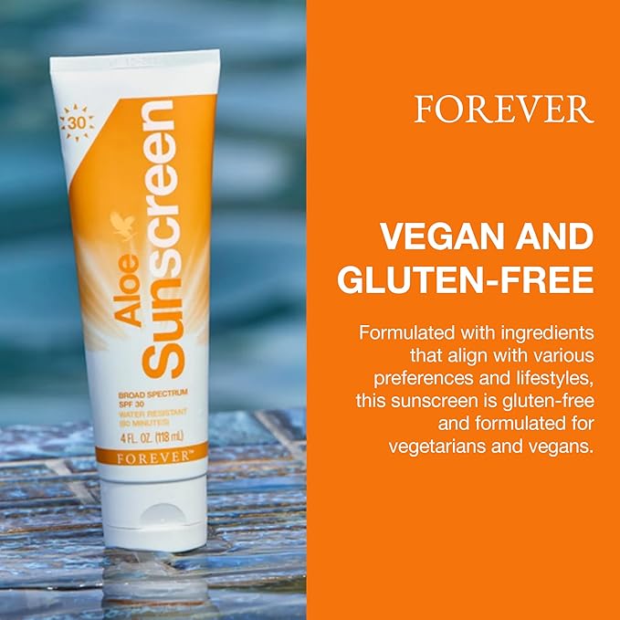 Forever Living - Aloe Sunscreen SPF 30 - with Aloe Vera, Water-Resistant Broad Spectrum UVA and UVB Defense, 4 fl oz