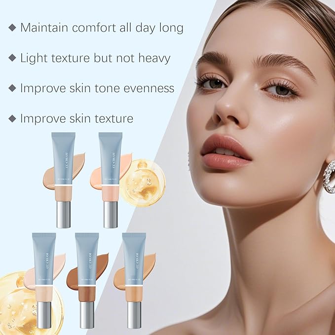 Cc Cream for Older Women,CC+ Cream, Foundation Makeup, Full-Coverage Foundation, Multi-Purpose Facial Concealer Soothes & Hydrates Skin(1 Fl Oz/30ml Dark Skin Color)