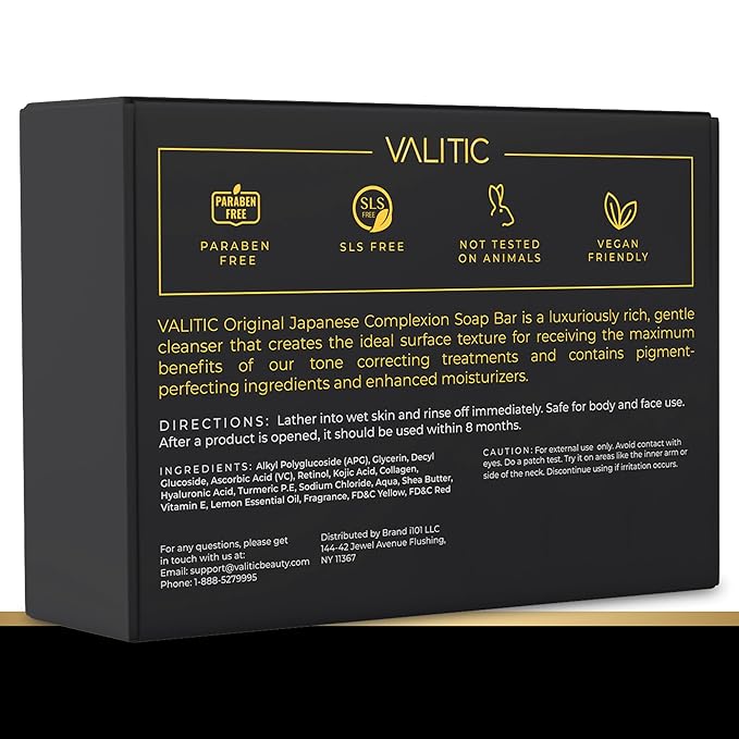VALITIC Brightening Lemon & Turmeric Kojic Acid Soap with Vitamin C, Retinol, Collagen - Original Japanese Complex Infused with Hyaluronic Acid, Vitamin E, Shea Butter, Castile Olive Oil (4 Pack)