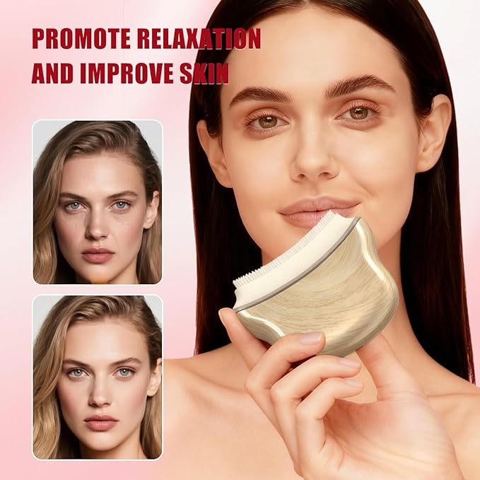 New Lymphatic Contour Face Brush,Lymphatic Drainage Massager for Face for Jawline, Chin & Facial Sculpting Designed to Fit Precisely and Relieve Fatigue- Anti-Puffiness (Wood Grain)