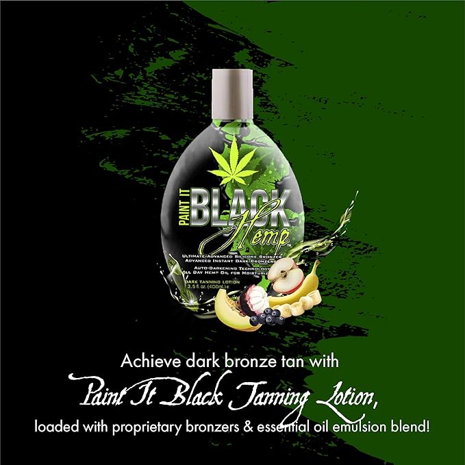Millennium Tanning Products - Paint It Black Hemp Bronzer & Dark Tanning Lotion Accelerator for Indoor Tanning Beds & Outdoor Sun Tan - 13.5 fl. oz.