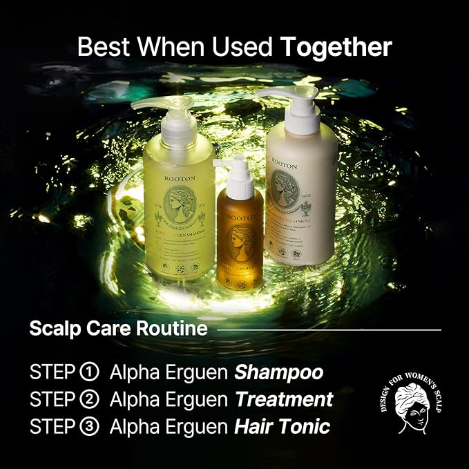 Alpha Erguen Women’s Hair Loss Care Treatment, Vegan Formula for Dual Scalp & Hair Cortex Repair, Strengthens, Restores & Nourishes Damaged Hair, 500ml / 16.9 fl oz