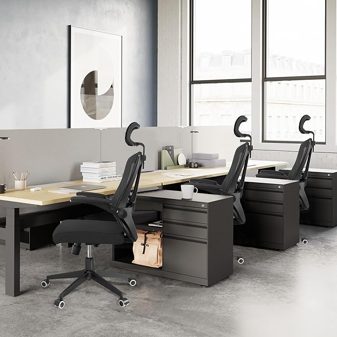 Office Chair Desk Chair, Ergonomic Mesh Computer Chair with 90-130° Recline & 360° Smooth-Rolling Casters, Adjustable Lumbar Support Task Chair, Comfortable for Women, Teens(A-All Black)
