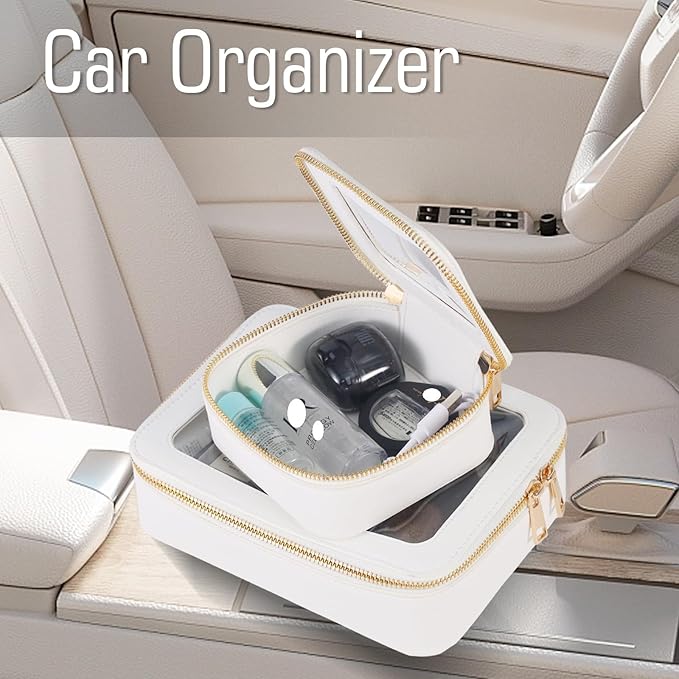 Mini Clear Makeup Bag Cosmetic Bags with Zipper,Travel Small Makeup Bag Organizer Case for Purse,Waterproof Clear Toiletry Bag for Women,Car Organizers and Storage