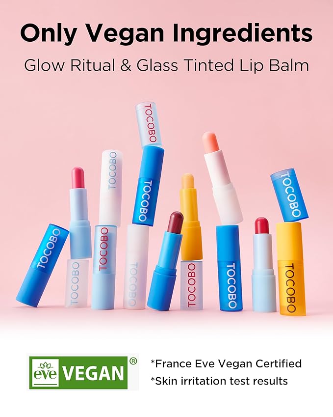 TOCOBO Glass Tinted Lip Balm 012 Better Pink – Vegan Korean Lip Care for Deep Hydration - Tinted Glass Glow Moisturizing with Lovely Soft Pink Color - Non-Sticky Radiant Finish, 0.12 oz.