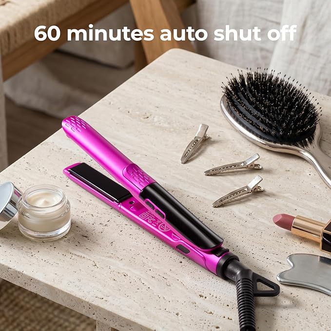 Mini Flat Iron 1/2 Inch with 5 Adjustable Temperatures, Tourmaline Ceramic Small Hair Straightener for Short Hair, Bangs, Beard, Pixie, Edge - Dual Voltage Travel Curling Iron, Auto-Off