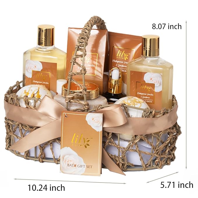 Mothers Day Gifts for Women - 10-Piece Honey Almond Bath and Body Gift Set for Women Spa Gift Basket Self Care Kit | Valentines Day, Birthday, Christmas Gifts, All Occasion Holiday Present