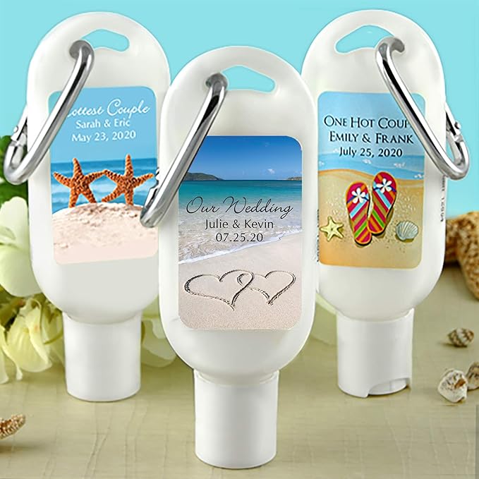 arabiner SPF 30, Custom Sunscreen for Wedding Favors, Bridal Showers, Party Favors (Set of 12) L8