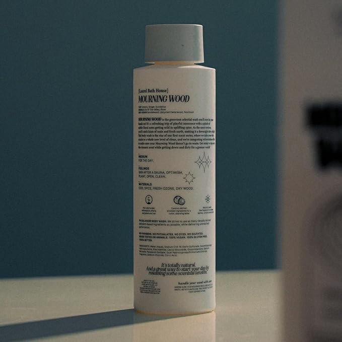 Mourning Wood Body Wash | Hydrates, Cleanses, Nourishes Skin with Niacinamide | Notes of Oud Wood, Black Rose, Cedar | Free From Parabens, Sulfates & Phthalates 415ml
