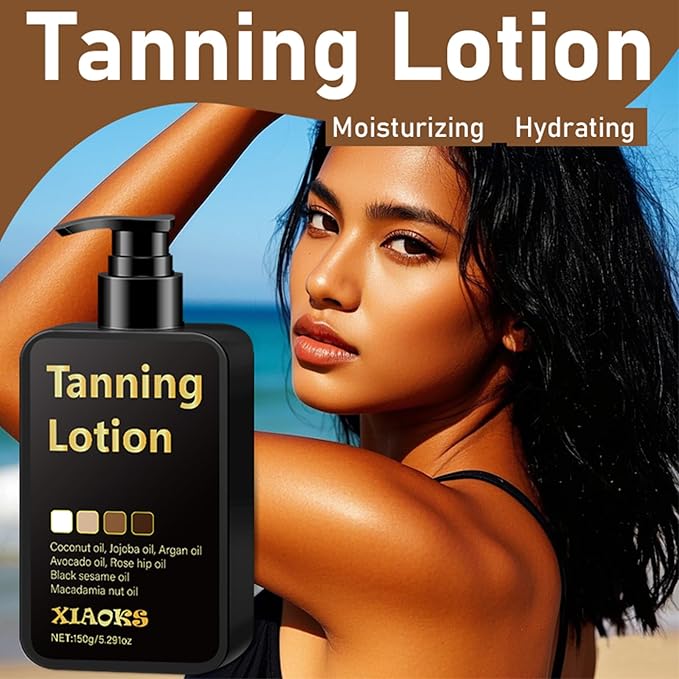 Natural Self-Tanning Lotion,Streak-Free Sunscreen with Coconut Oil and Argan Oil,Quick Absorption, No Orange Tint, Suitable for Face and Body - 5.29 fl oz