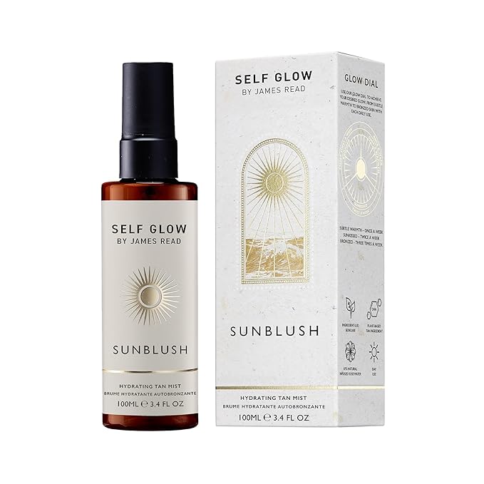 Self Glow by James Read - Sunblush Hydrating Tan Mist with Rosewater | Gradual Tanner to Plump + Tone | Lightweight, Buildable | Non-Allergen Fragrance, Non-Drying Alcohol (100mL | 3.4 fl oz)