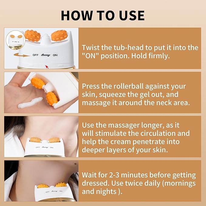 Ycz AH-8 Neck Firming Cream with Roller for Crepey Skin Body Care Comfort, Moisturizing, Anti-Aging Neck Cream with Peptide, Collagen, Smooths Wrinkles & Fine Lines Skin Care Skin Repair(Pack of 2)