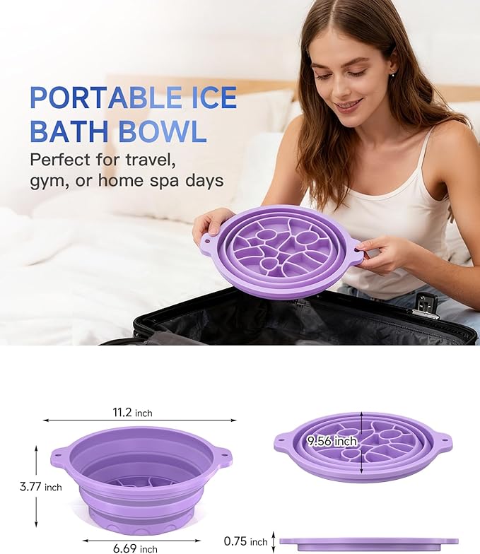 Face Bowl for Ice with Built-in Ice Tray, Collapsible Silicone Facial Ice Bath Bowl for Cold Plunge Therapy, Skin Tightening & Acne Relief, Ideal for Home Use