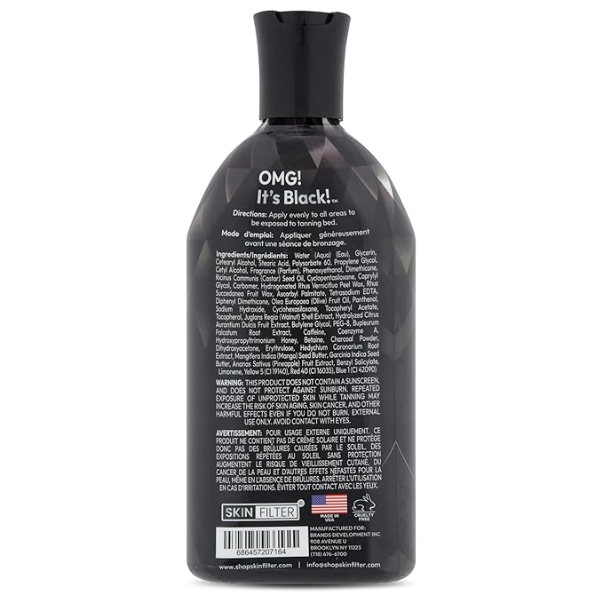 OMG! It’s Black! Dark Tanner – 10,000X Extreme Dark Tanning Lotion for Women and Men – Anti-Orange Ultra Dark Tanning with Tattoo Protection – Skin-Friendly Formula