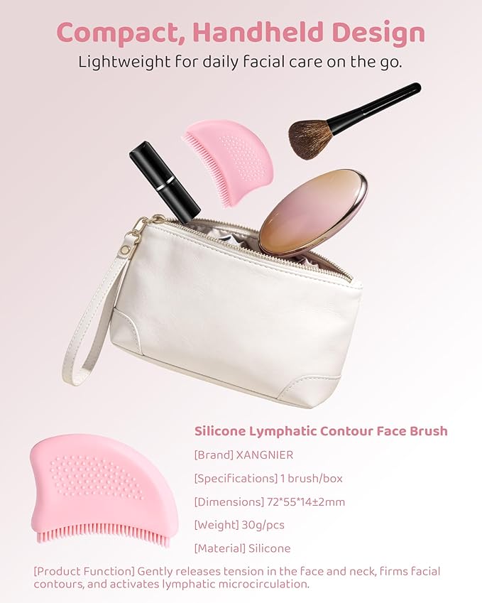 Lymphatic Contour Face Brush XANGNIER Upgrade Silicone,Facial Sculpting Brushes for Lymphatic Drainage,Lymph Dry Brush,Skin Care Massager Tools-Gua Sha,Depuffer,Detox & Lift,Improves Skin Glow,1 PCS