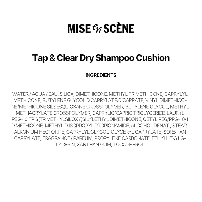 Mise En Scene Tap and Clear - Korean Dry Shampoo Cushion for women | no white cast, no residue | for all hair types & colors | powder puff | non aerosol, non toxic | absorbs oil Travel Size