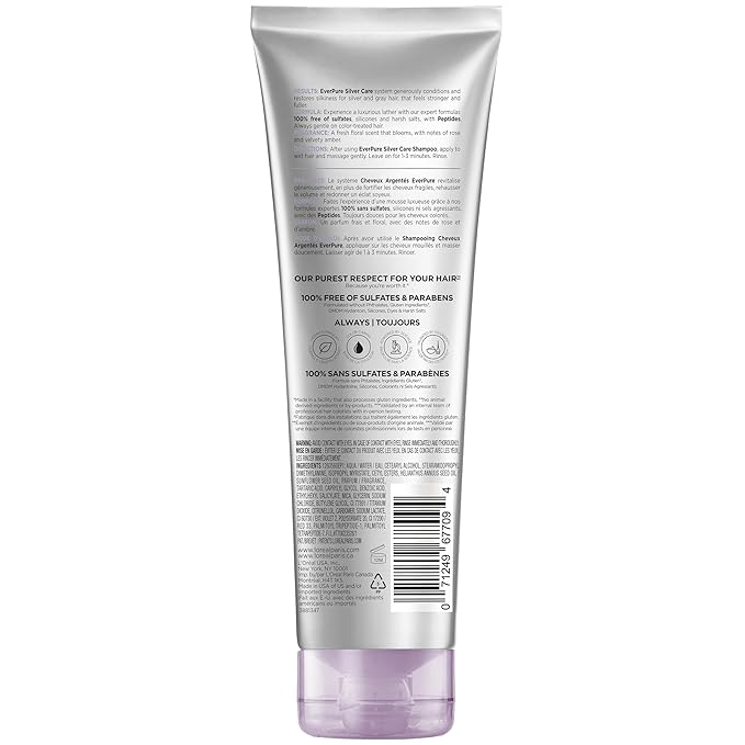 L'Oreal Paris EverPure Silver Care Sulfate Free Conditioner, Brightening and Nourishing Hair Care for Gray and Silver Hair, Vegan Formula with Peptides, 8.5 Fl Oz