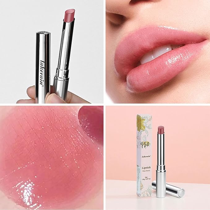 Honey Lipstick Sheer Tinted Lip Balm, Hydrating & Nourishing, Natural Glossy Finish, Moisturizing Lip Color for All Skin Tones Women, Pink
