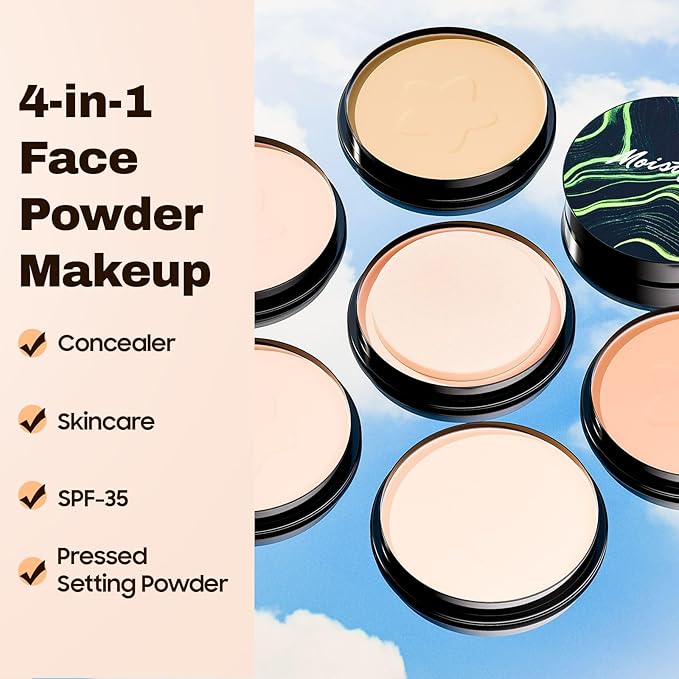 Mushroom Head Air Cushion CC Cream Strong Concealer, Moisturizing BB Cream Makeup Base Primer Even Skin Tone for All Skin Types, Face Makeup Cushion Foundation Long Lasting (Natural+Setting Powder)