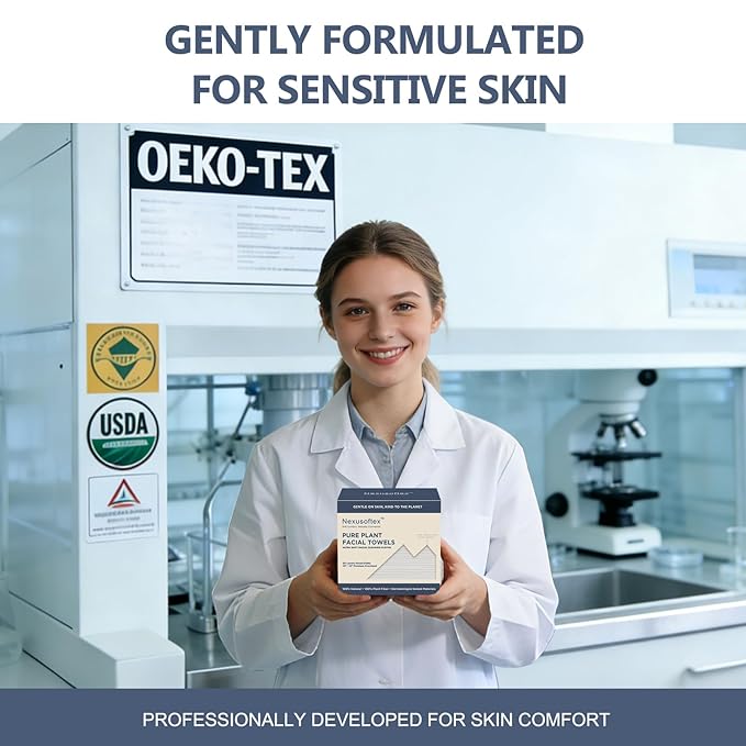 Premium Disposable Face Towels, 10"x12" XL, 90gsm Ultra-Thick 100% USDA Biobased Facial Towel, Gentle for All Skin Types, Magnetic Closure Box with Visibility Window (2 packs of 50ct)