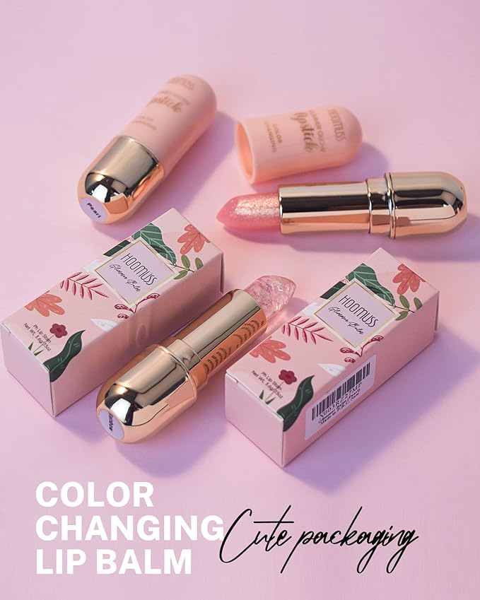 Glimmer Balm Tinted Lip Balm Moisture Hydrate lipsticks PH Lipstick, Color Changing Lipstick Natural Chapstick Glitter Pink Lip Gloss, Unicorn