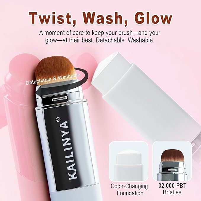 Korean Color Changing Foundation Stick 2-in-1 Waterproof & Long-Lasting Hydrating Makeup,with Brush for Lumine Skin, Dual-Ended Foundation -Concealer Stick, Portable for Easy Daily Use and Travel