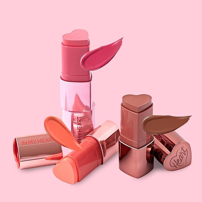 TOUCH IN SOL In My Heart Stick Blush (#Reddish brick) - Cream Blush Stick for Korean Makeup, Lip, Cheek & Shading Multi-Use, Blendable Milk Blusher for Dewy Glow, Kbeauty (0.21 Oz)