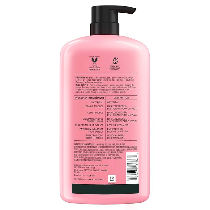 Herbal Essences Conditioner, Rose Hips + Passionfruit - Smooth Collection, Shiny Hair with Vitamin E & Jojoba, Safe for Color Treated Hair, Floral Scent, Cruelty-Free, Dermatologist-Tested, 29.2 Fl Oz