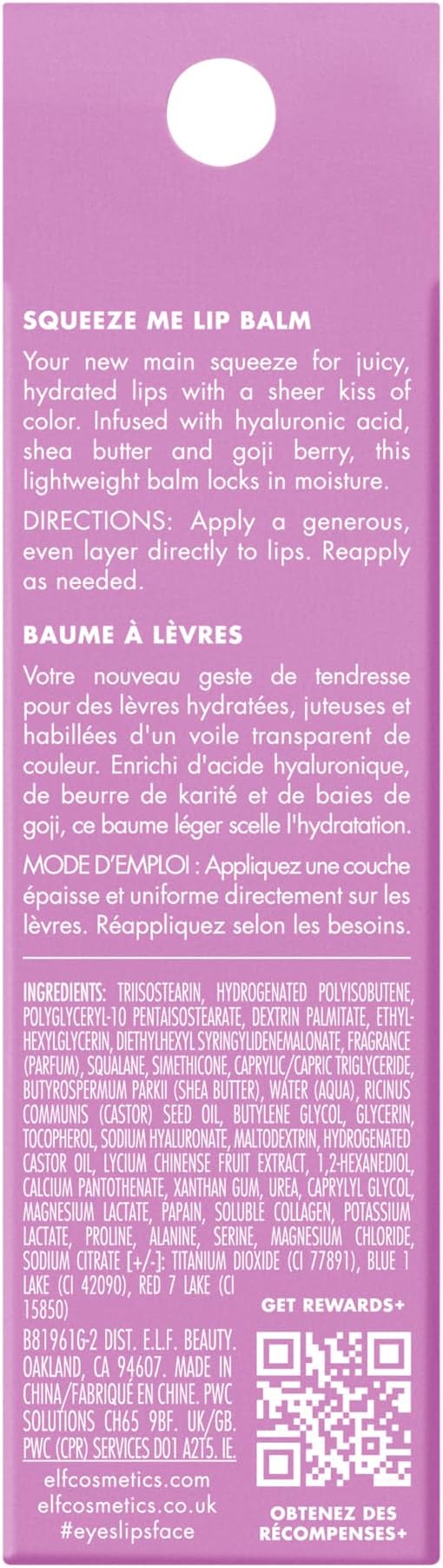 e.l.f. Squeeze Me Lip Balm, Moisturizing Lip Balm for A Sheer Tint of Color, Infused with Hyaluronic Acid, Vegan & Cruelty-Free
