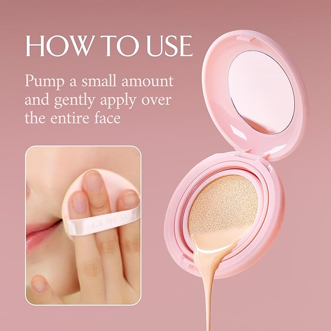 LA MUSE Korean Glow Cushion Foundation with PDRN | Shade No.22 Neutral Beige for Medium Skin | 65% Hyaluronic Acid Hydration | Natural Radiant, Lightweight Coverage | Light to Medium Buildable Finish